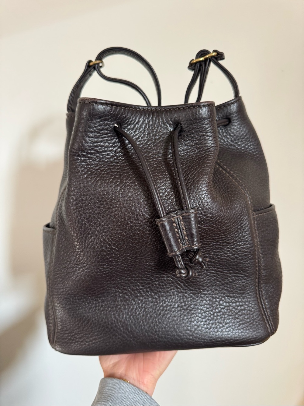 Vintage Coach Sonoma Pocket Drawstring Bucket Bag in Dark Brown